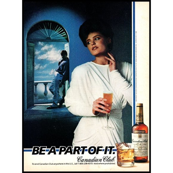 1984 Canadian Club Whiskey Be a Part of It Vintage Print Ad White Dress Wall Art - Picture 1 of 1
